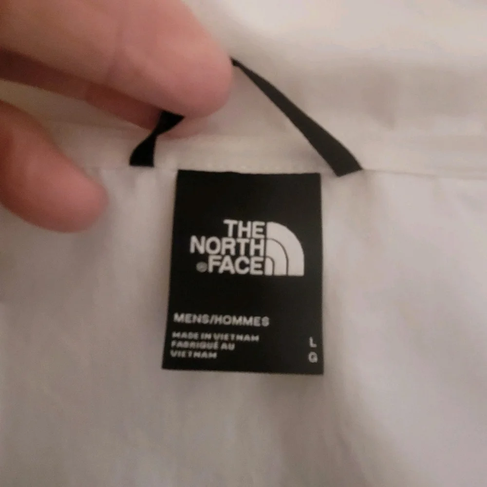 The North Face Men's White/Black Zip Peril Wind Windbreaker Hooded Jacket Sz L‎